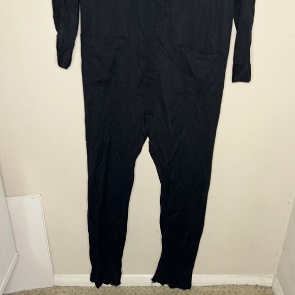 One Teaspoon Black Relaxed Jumpsuit Womenโs Size Small Deep V Button Front - Picture 7 of 15